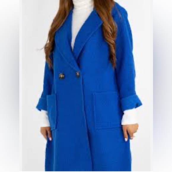 ShopEvelynne Vibrant Blue Pea Coat - Picture 1 of 2
